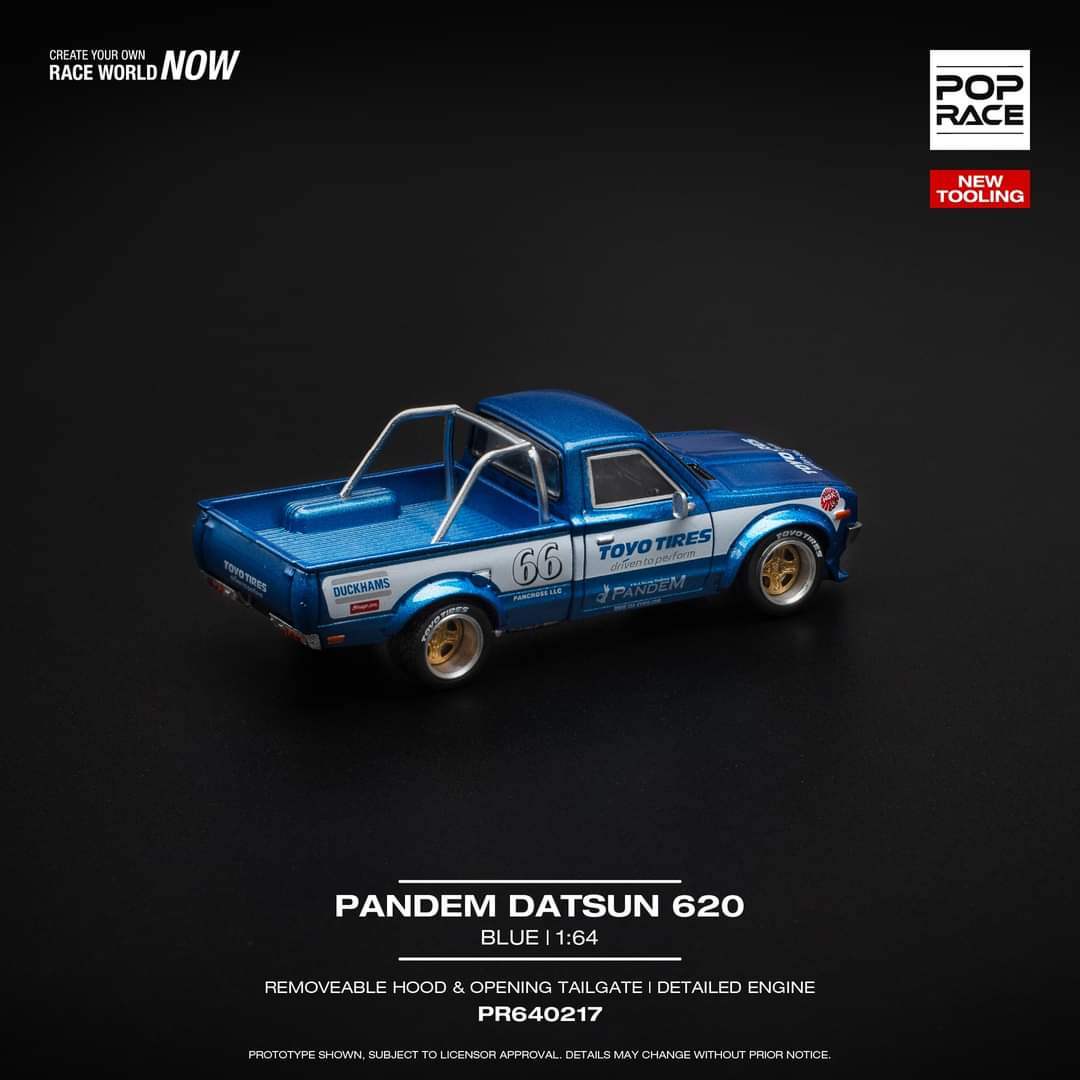 Pop Race 1/64 PANDEM DATSUN 620 BLUE - Image 2