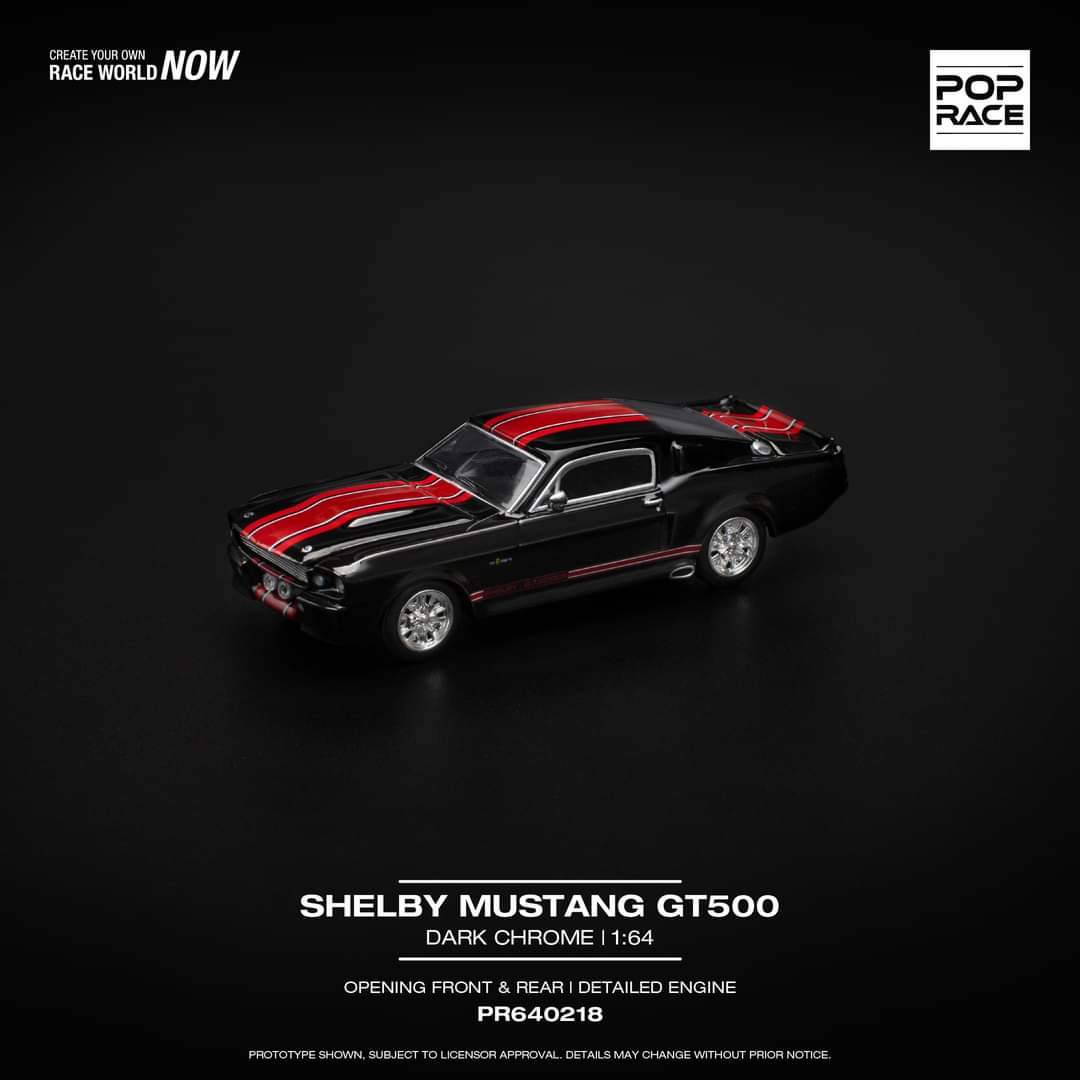 Pop Race 1/64 POPRACE 1/64 SHELBY MUSTANG GT500 DARK CHROME