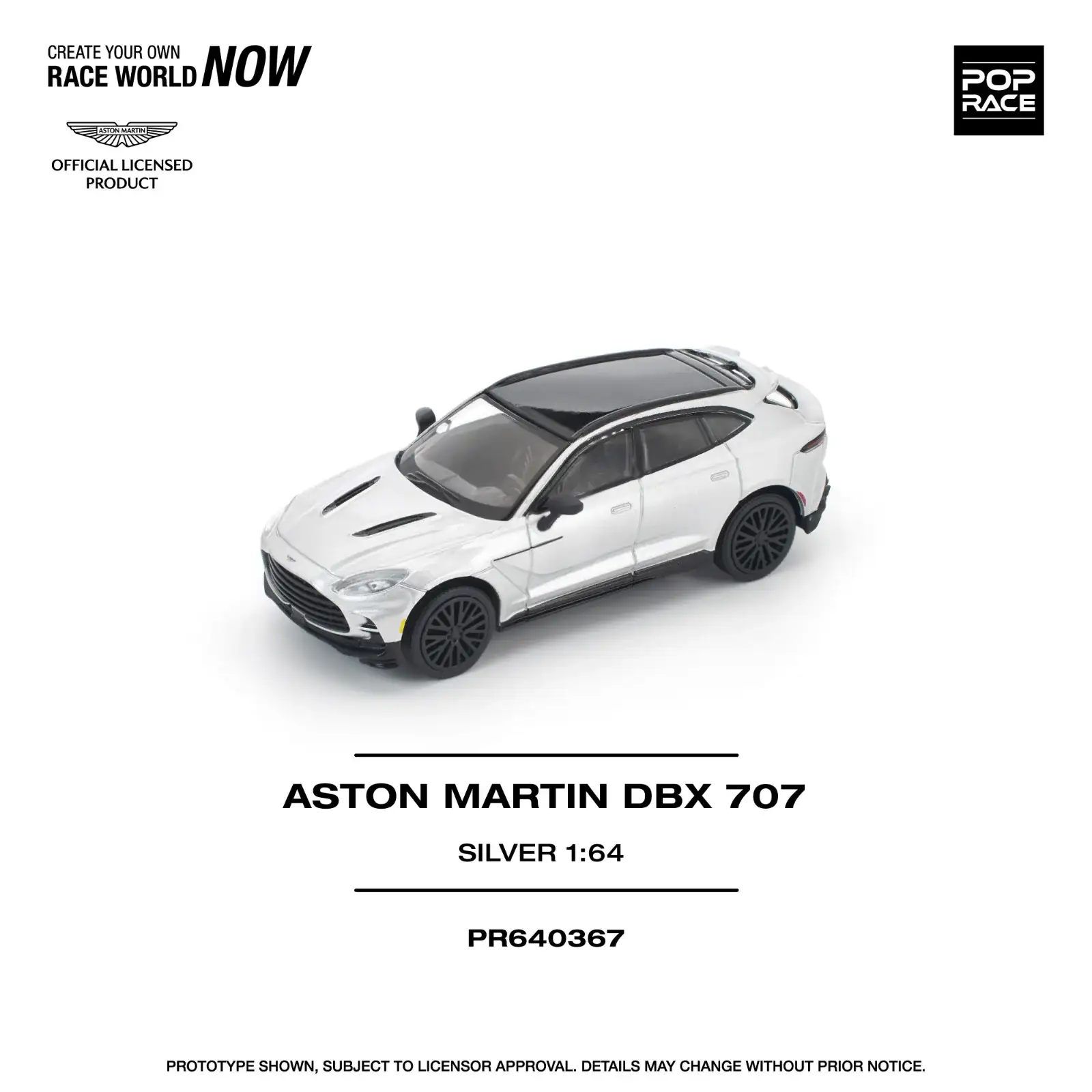 Pop Race 1:64 Scale Aston Martin DBX 707 Silver