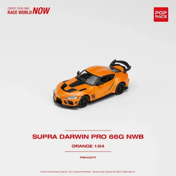 Pop Race 1:64 Scale DARWIN PRO 66G NWB TOYOTA SUPRA ORANGE - Image 3