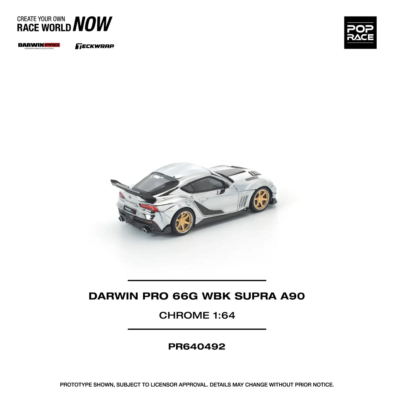 Pop Race 1:64 Scale Darwin Pro 66G WBK Supra A90 Chrome - Image 2