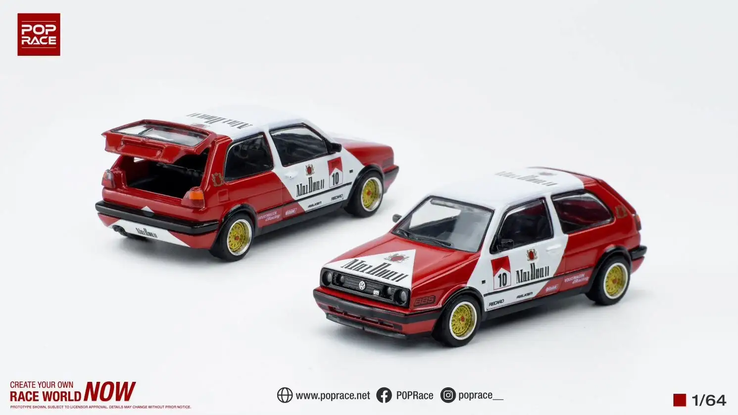 Pop Race 1:64 Scale Golf GTI Red/White - Image 2