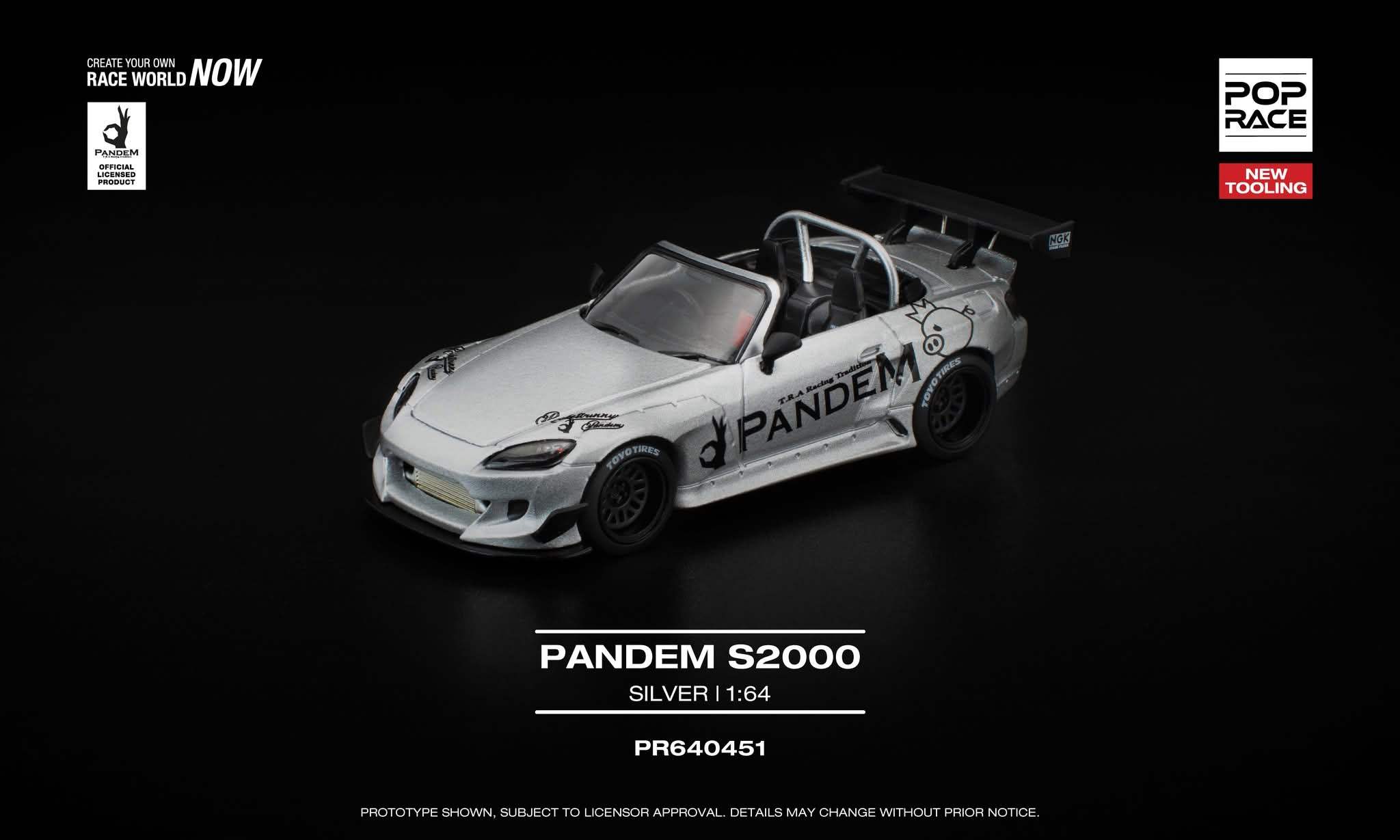 Pop Race 1:64 Scale Pandem Honda S2000 Silver - Image 2