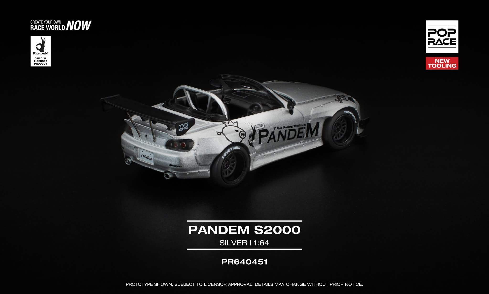 Pop Race 1:64 Scale Pandem Honda S2000 Silver - Image 3