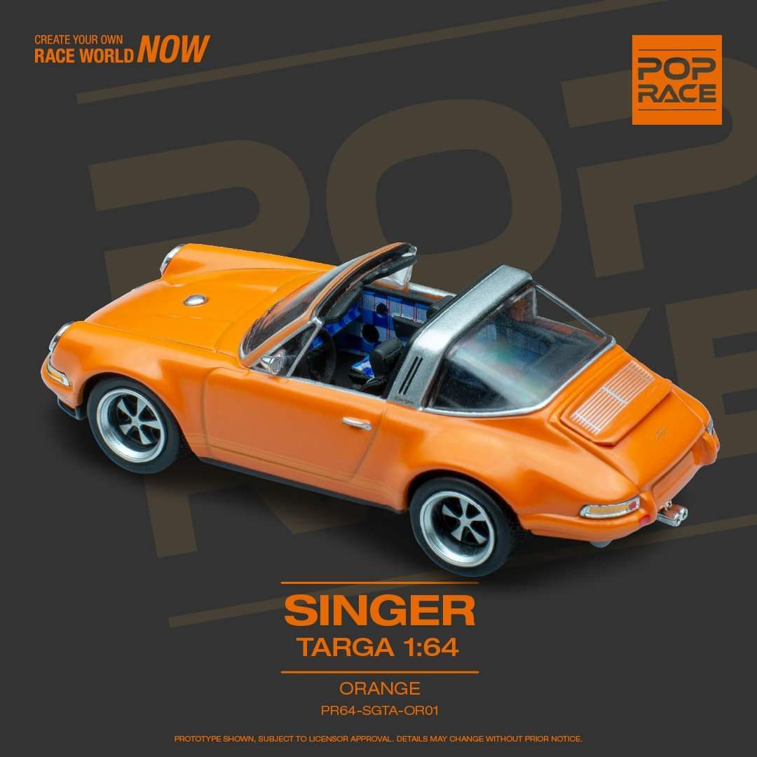 Pop Race 1:64 Scale Porsche 911 (964) Singer Targa Orange - Image 2