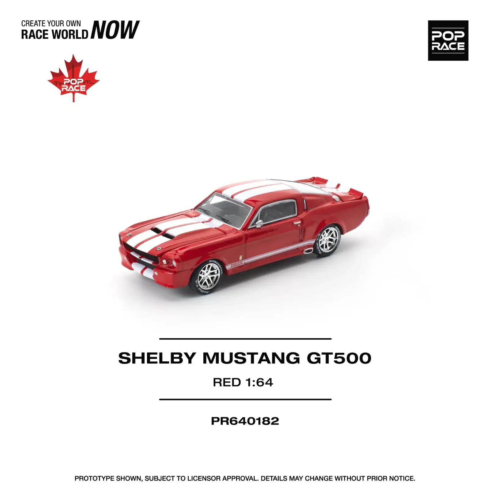 Pop Race 1:64 Scale Shelby Mustang GT500 Red Canada Exclusive - Image 2