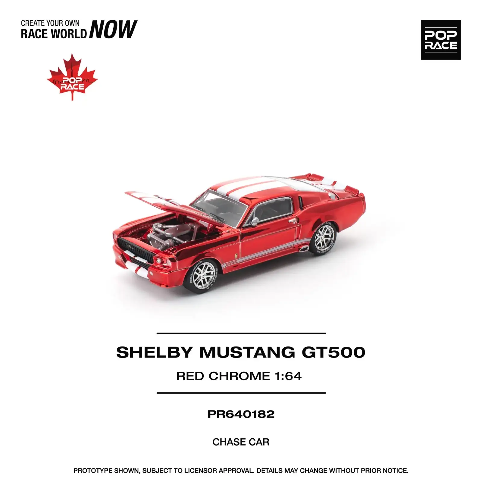 Pop Race 1:64 Scale Shelby Mustang GT500 Red Canada Exclusive - Image 8