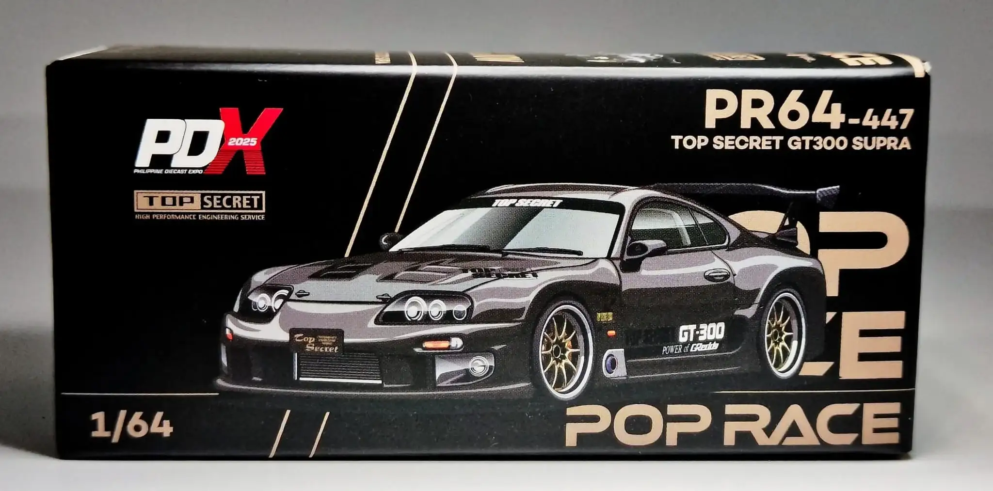 Pop Race 1:64 Scale x PDX 2025 Exclusive Top Secret Toyota Supra GT300 Grey - Image 3