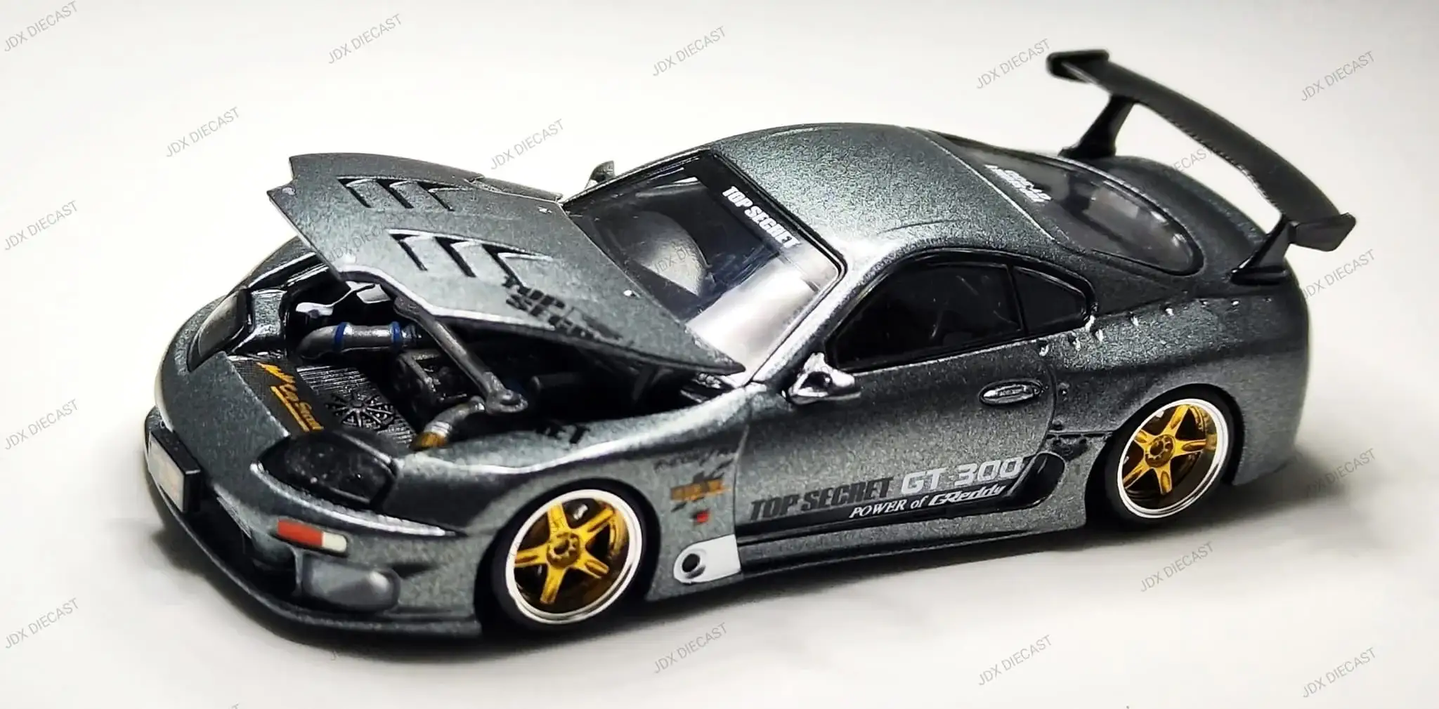 Pop Race 1:64 Scale x PDX 2025 Exclusive Top Secret Toyota Supra GT300 Grey - Image 4