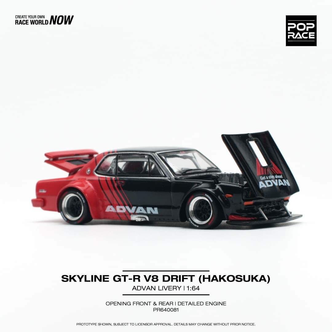 Pop Race 1/64 Skyline GT-R V8 Drift (Hakosuka) Advan Livery - Image 2