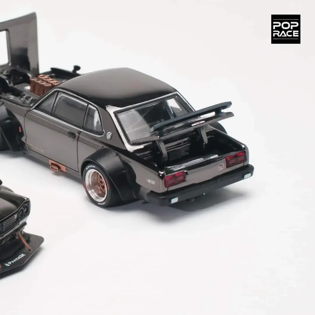 Pop Race 1/64 Skyline GT-R V8 Drift (Hakosuka) Dark Chrome - Image 3