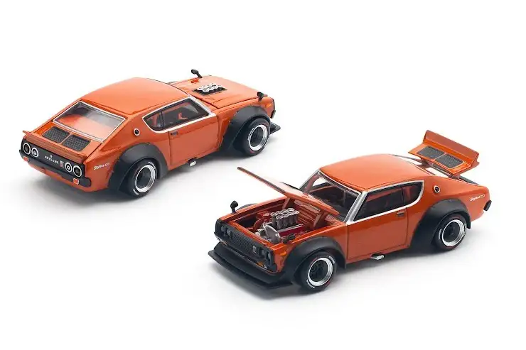 Pop Race 1/64 SKYLINE GT-R V8 DRIFT (KENMERI) ORANGE - Image 2