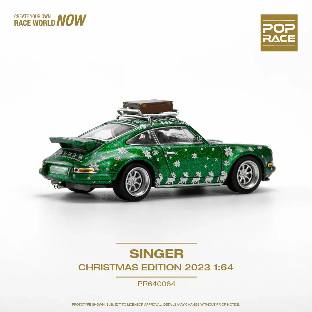 Pop Race Christmas Edition 1:64 Scale Porsche 911 (964) Singer Targa - Christmas Edition 2023 (Metallic Green) - Image 2