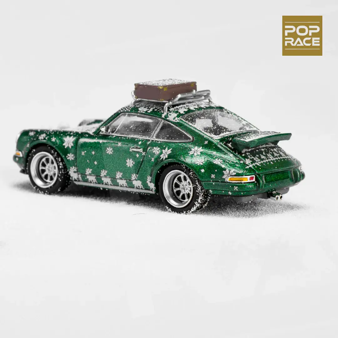 Pop Race Christmas Edition 1:64 Scale Porsche 911 (964) Singer Targa - Christmas Edition 2023 (Metallic Green) - Image 3
