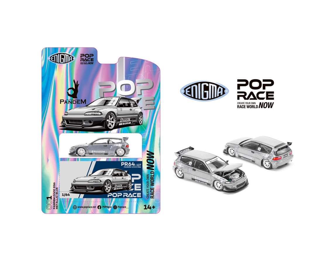 Pop Race x Enigma 1/64 HONDA PANDEM CIVIC EG6 v1.5 METALLIC BLUE - Image 2