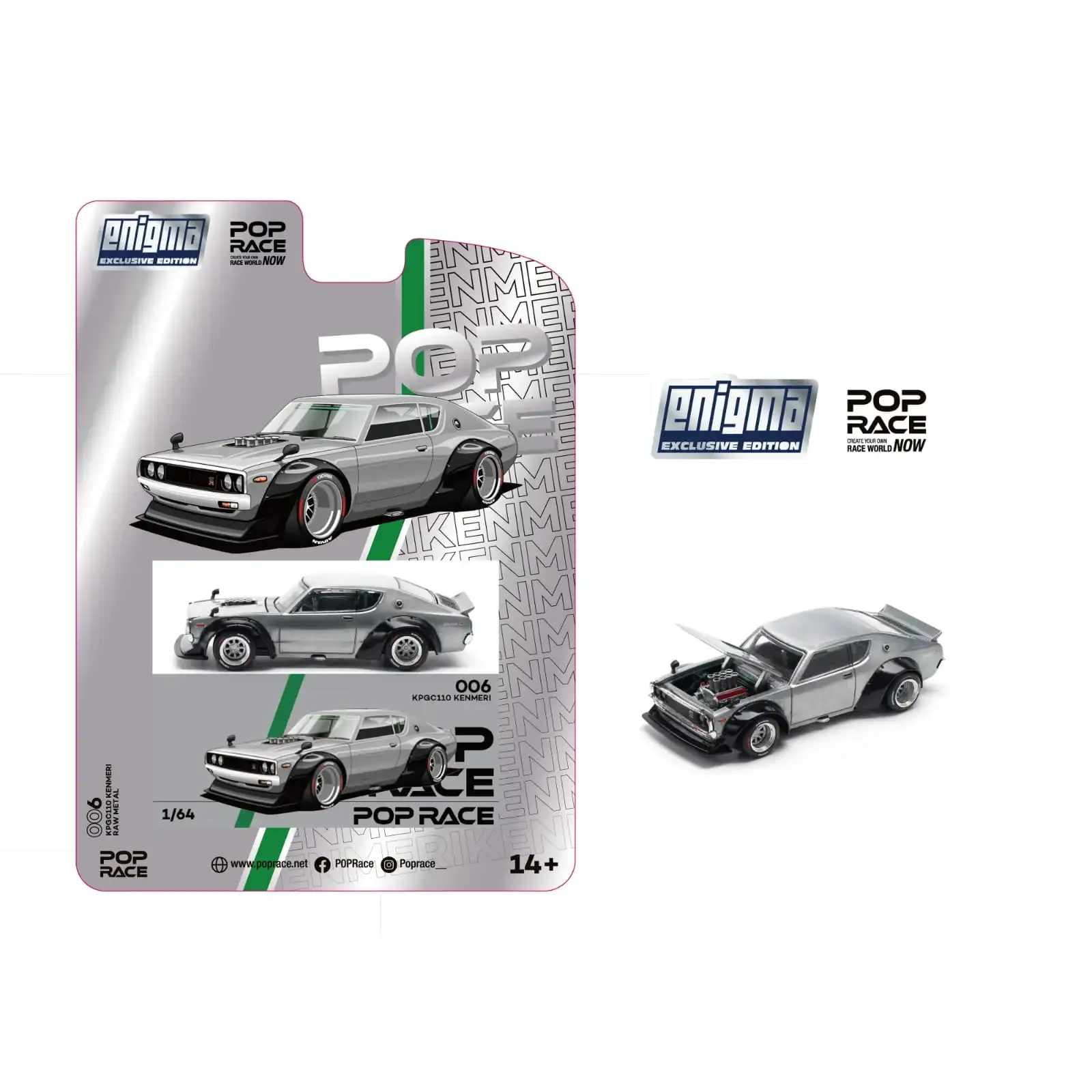 POP RACE x Enigma 1/64 KPGC0110 Skyline Kenmeri Raw Material