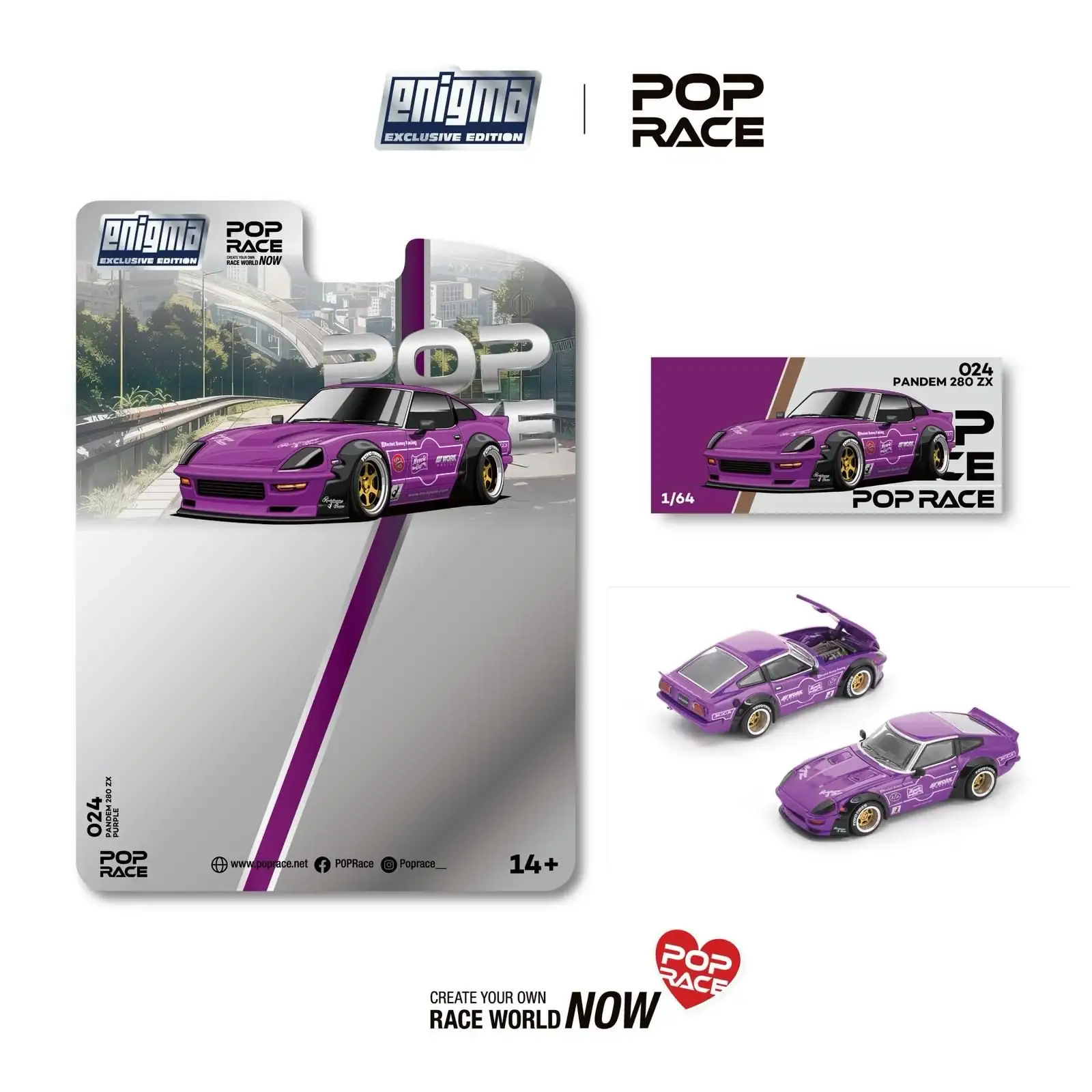 Pop Race x Enigma 1/64 Pandem 280ZX Purple