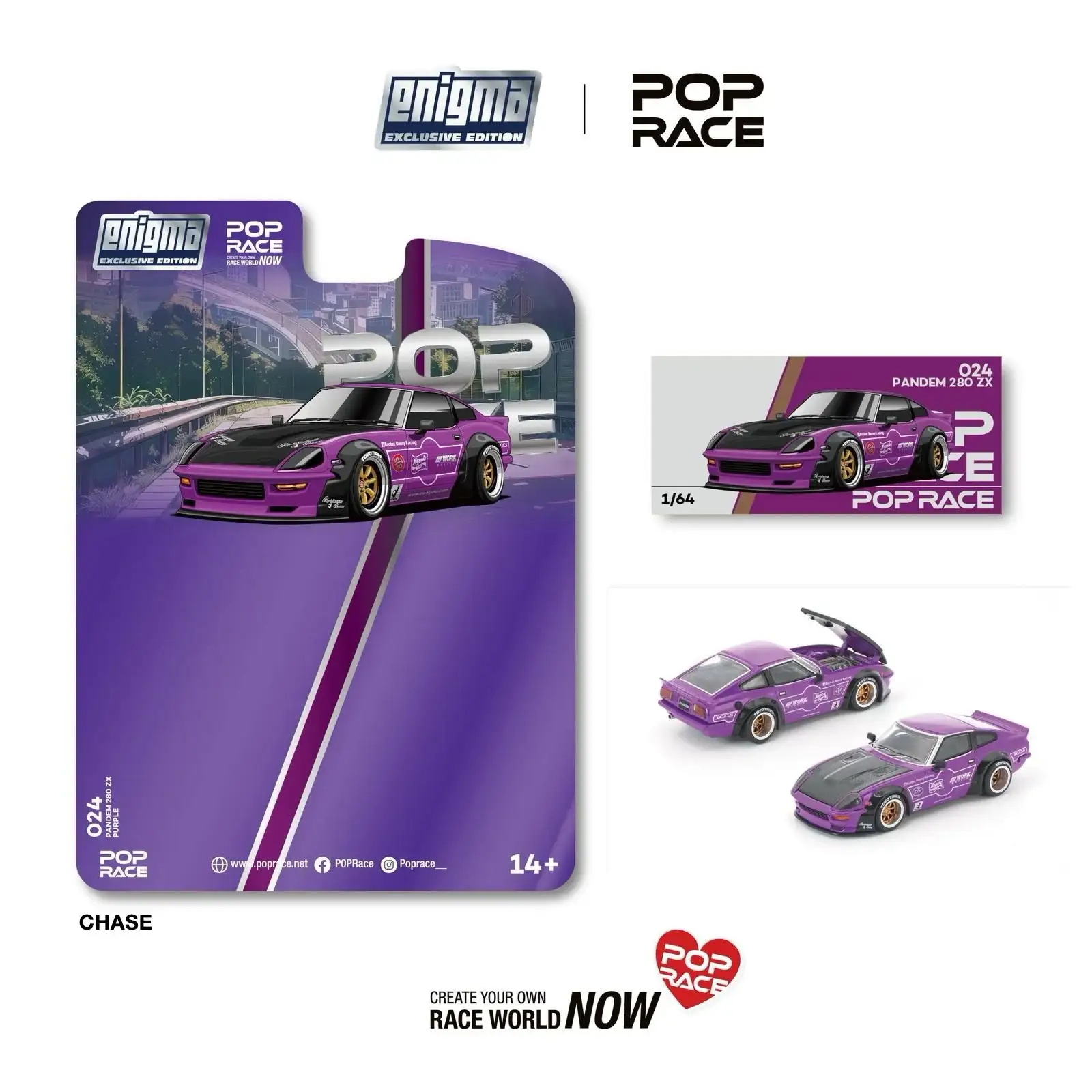 Pop Race x Enigma 1/64 Pandem 280ZX Purple - Image 2