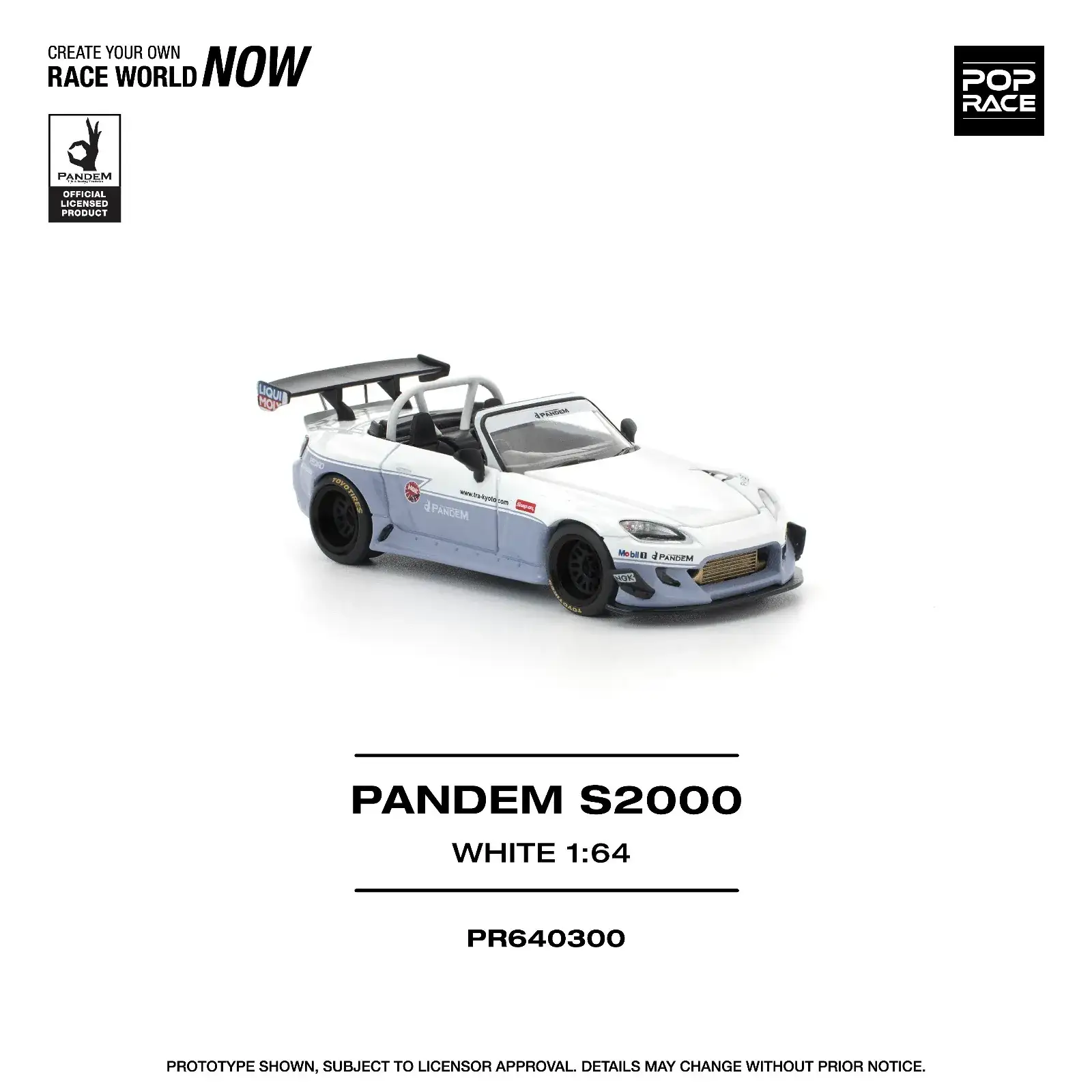 POP RACE 1/64 PANDEM HONDA S2000 WHITE