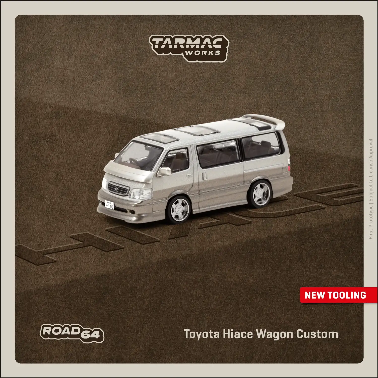 Tarmac Workls 1:64 Scale Toyota Hiace Wagon Super Custom Silver / Brown