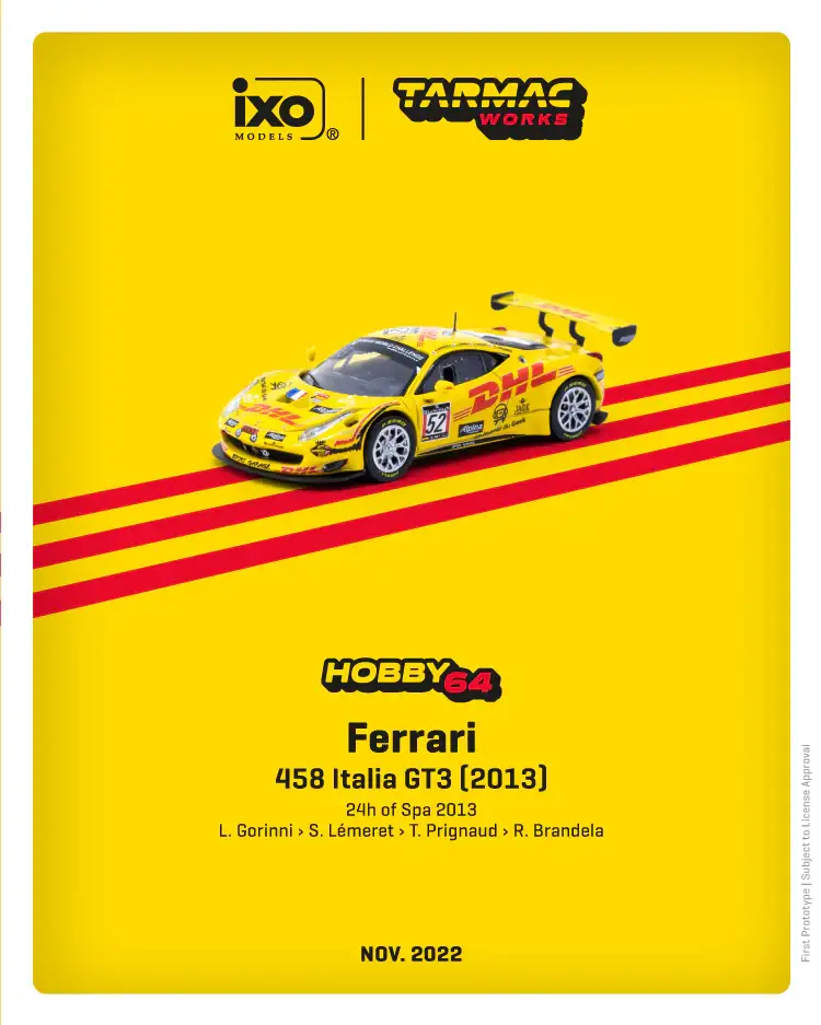 Tarmac Works 1:64 Ferrari 458 Italia GT3 (2013) 24 Hours of Spa 2013 L. Gorinni / S. Lémeret / T. Prignaud / R. Brandela