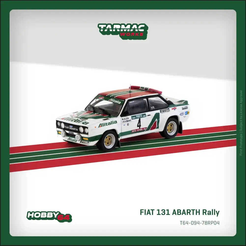 Tarmac Works 1:64 FIAT 131 ABARTH Rally Rallye de Portugal - Vinho do Porto 1978 Winner Markku Alén / Ilkka Kivimäki