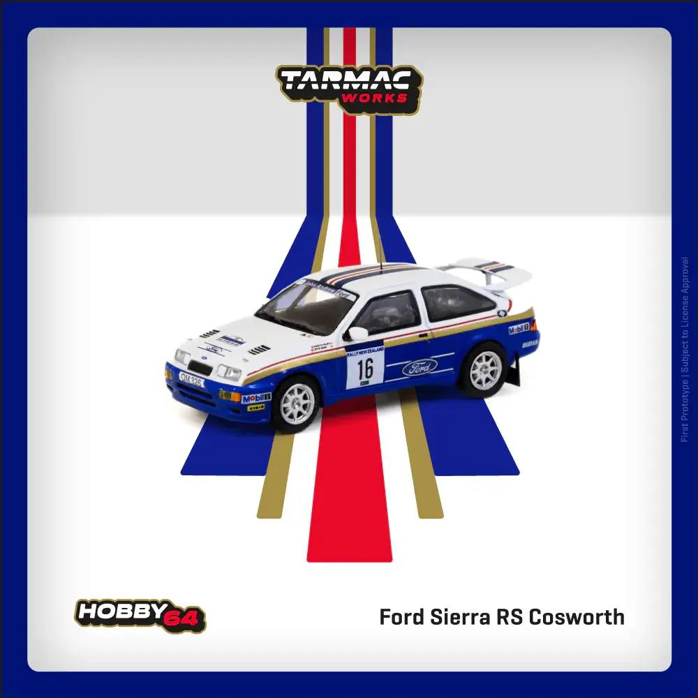Tarmac Works 1/64 Ford Sierra RS Cosworth  Rally of New Zealand 1989  Saeed Al-Hajri / Steve Bond T64-058-89NZR16