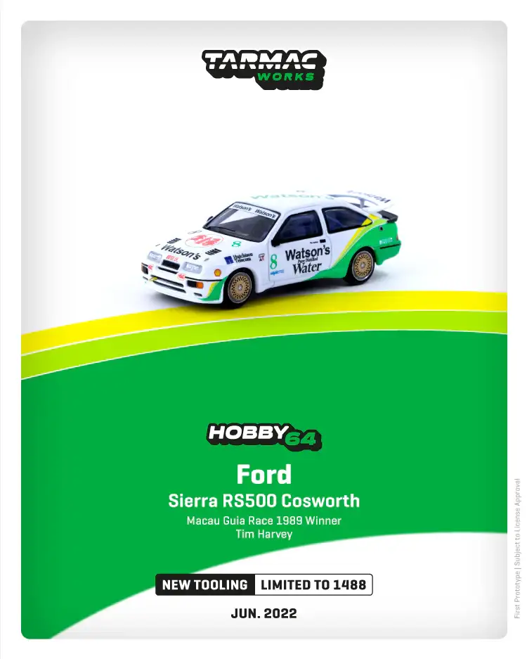 Tarmac Works 1/64 Ford Sierra RS500 Cosworth
Macau Guia Race 1989 Winner
Tim Harvey