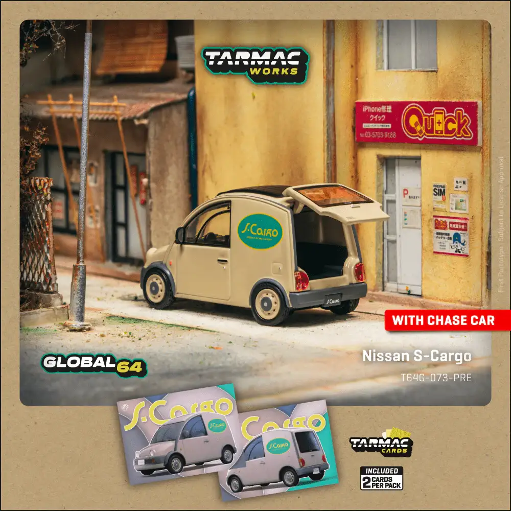 Tarmac Works 1:64 Nissan S-Cargo Presentation + Trading Cards Combo Set - Image 2