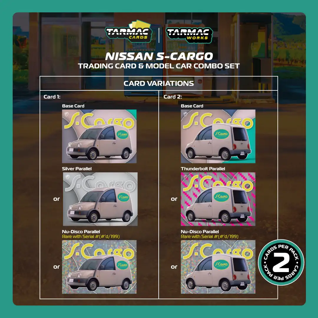 Tarmac Works 1:64 Nissan S-Cargo Presentation + Trading Cards Combo Set - Image 3