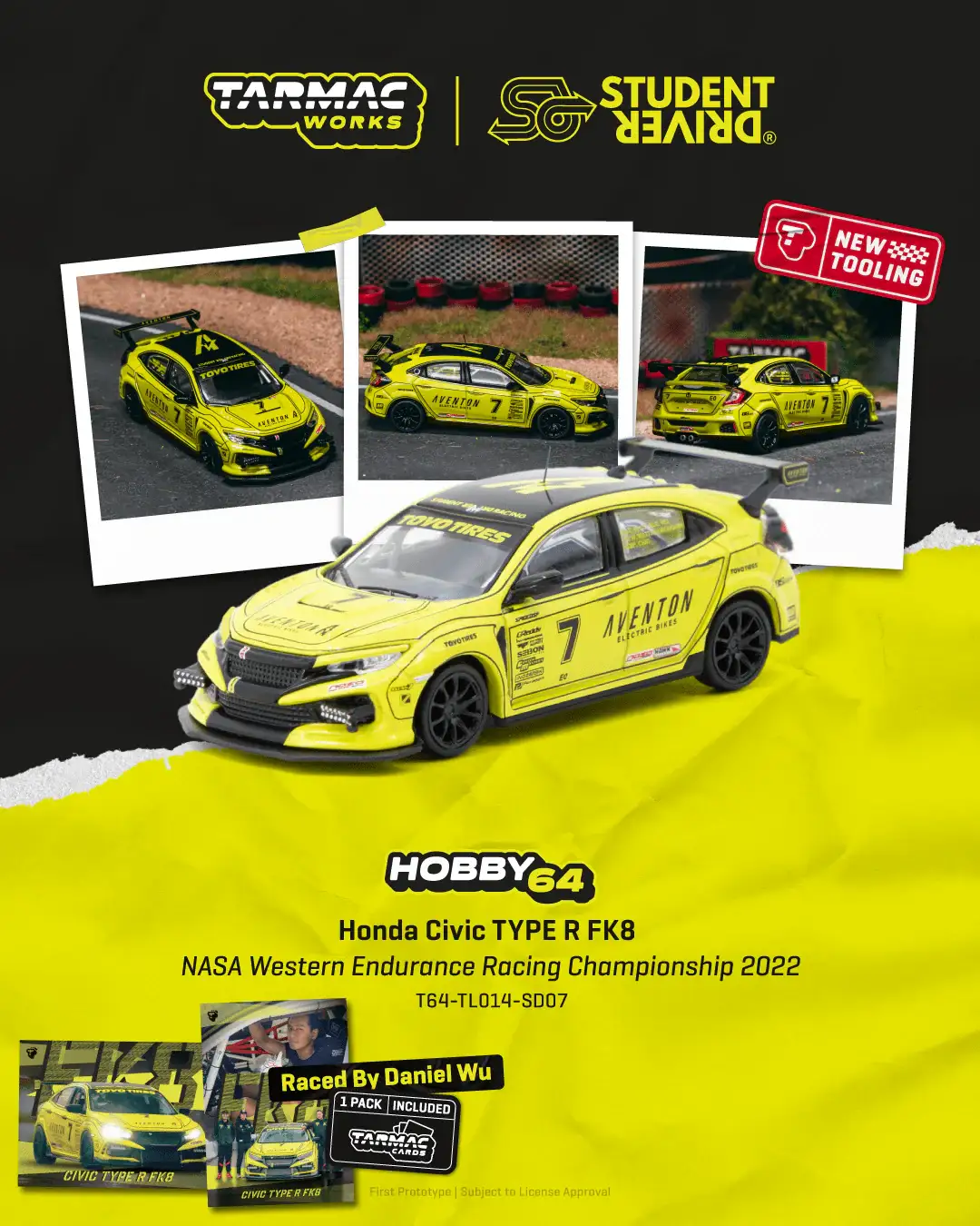 Tarmac Works 1:64 Scale Honda Civic TYPE R FK8 NASA Western Endurance Racing Championship 2022