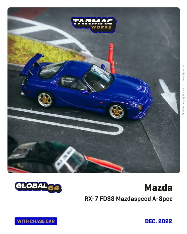 Tarmac Works 1:64 Scale Mazda RX-7 FD3S Mazdaspeed A-Spec Innocent Blue Mica