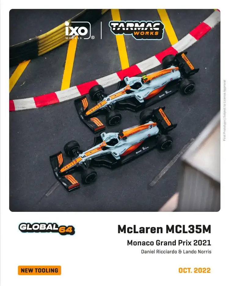 Tarmac Works 1:64 Scale McLaren MCL35M Monaco Grand Prix 2021