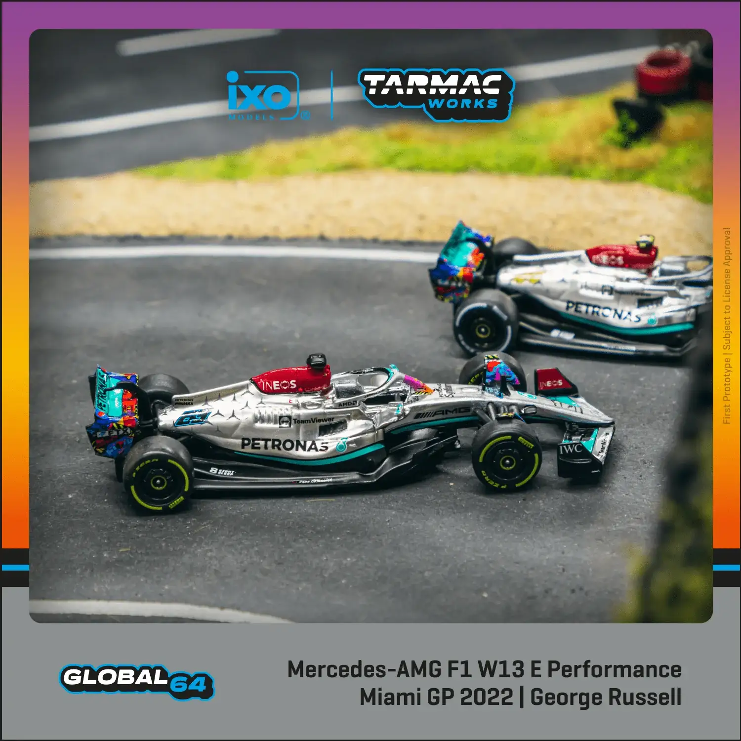 Tarmac Works 1:64 Scale Mercedes-AMG F1 W13 E Performance Miami Grand Prix 2022 George Russell