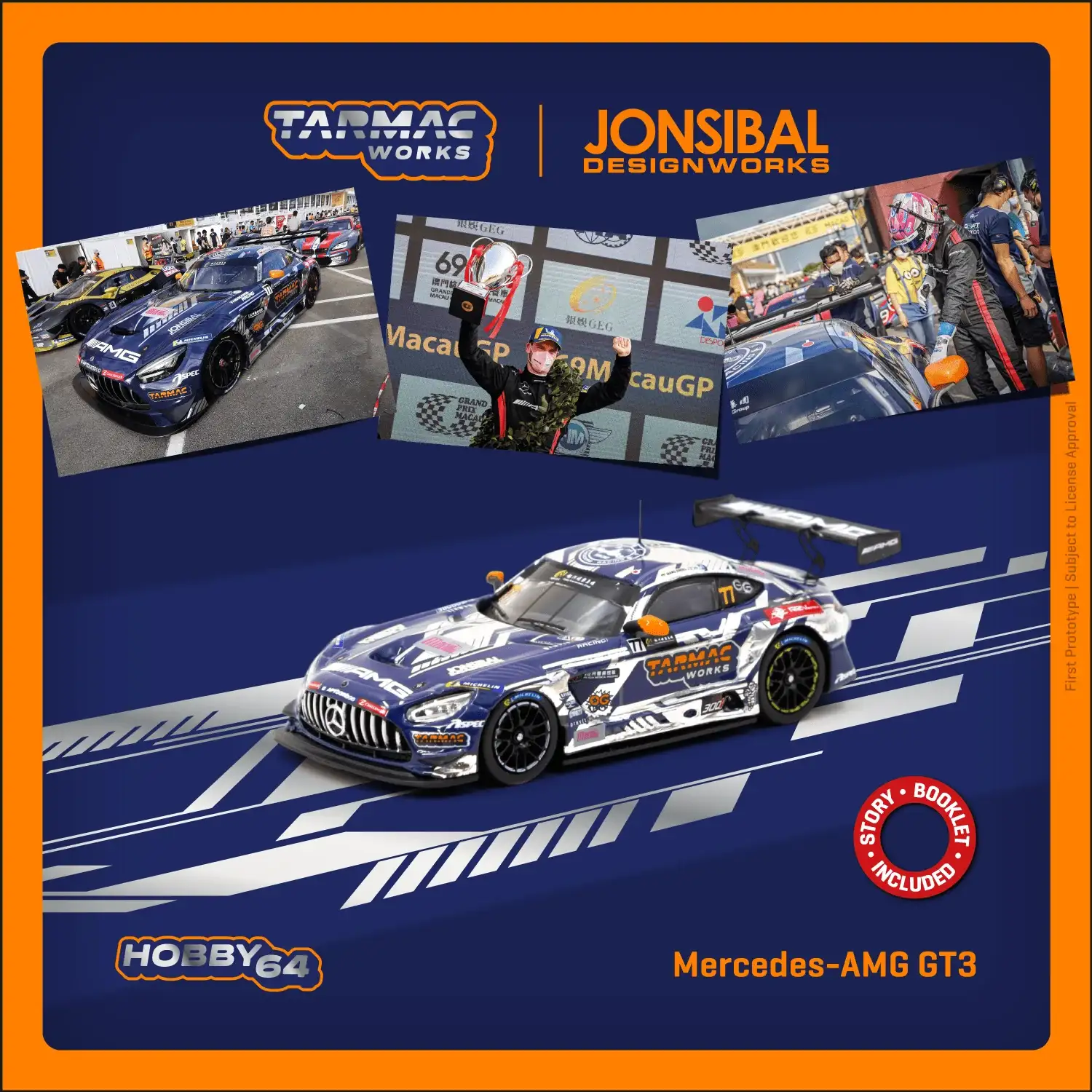 Tarmac Works 1:64 Scale Mercedes-AMG GT3 Macau GT Cup 2022 Winner Craft-Bamboo Racing Maro Engel