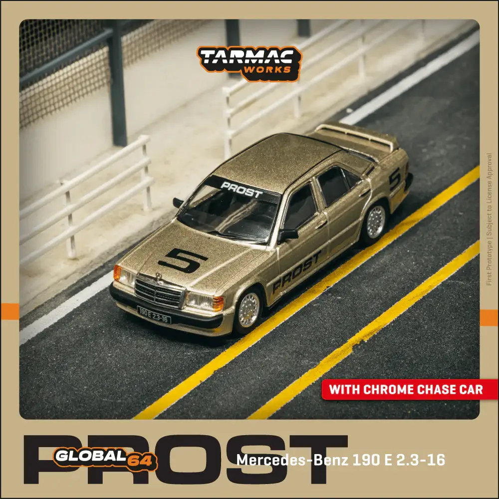 Tarmac Works 1:64 Scale Mercedes-Benz 190 E 2.3-16 Race of Champion 1984 Alain Prost