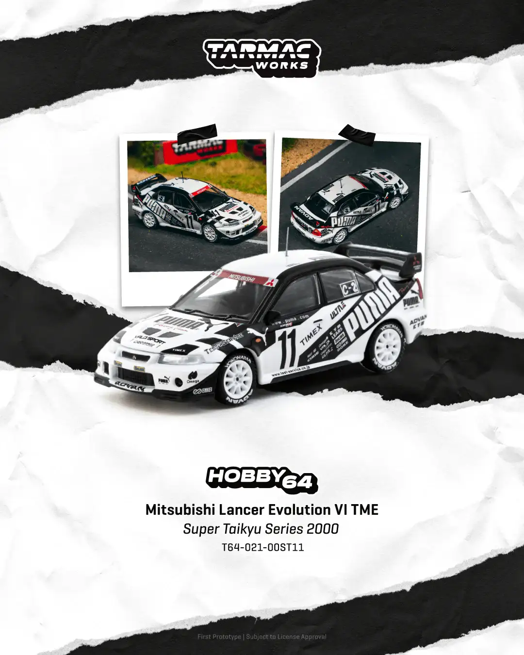 Tarmac Works 1:64 Scale Mitsubishi Lancer Evolution VI TME Super Taikyu Series 2000