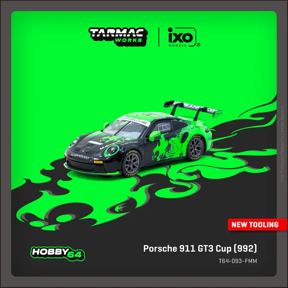 Tarmac Works 1:64 Scale Porsche 911 GT3 Cup (992) Fire Monkey Motorsport