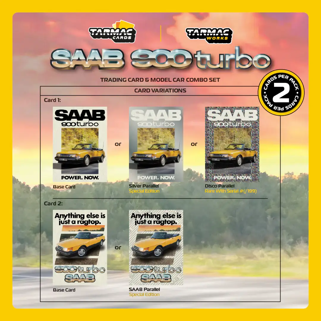 Tarmac Works 1:64 Scale Saab 900 Turbo Convertible Yellow - Image 2