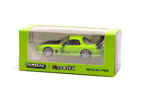 Tarmac Works 1:64 Scale VERTEX Mazda RX-7 FD3S Light Green - Image 2