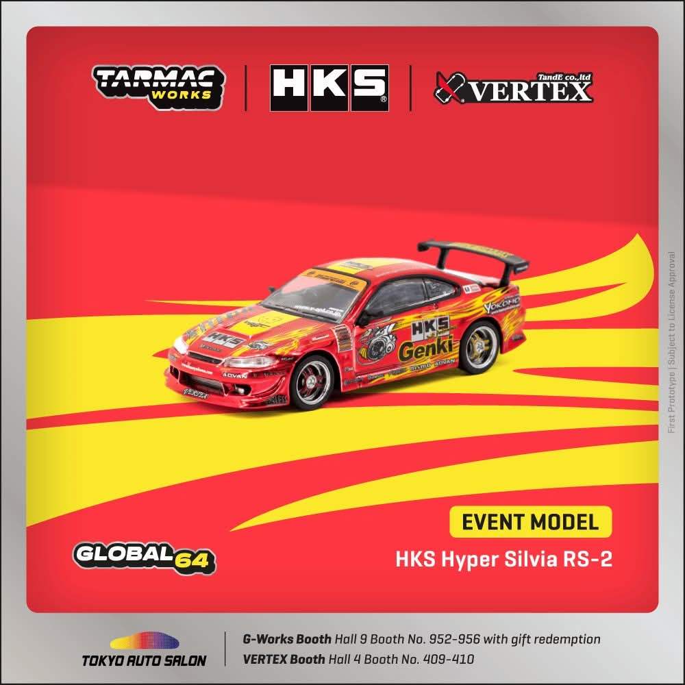 Tarmac Works 1:64 TAS25 HKS Hyper Silvia RS-2 Chrome Red - Image 3