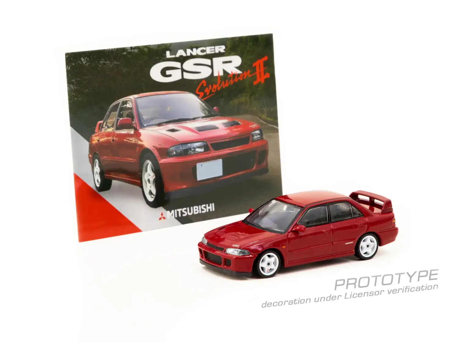 Tarmac Works Scale 1:64 Mitsubishi Lancer GSR Evolution II Red Model Car + Trading Cards Combo Set - Image 3