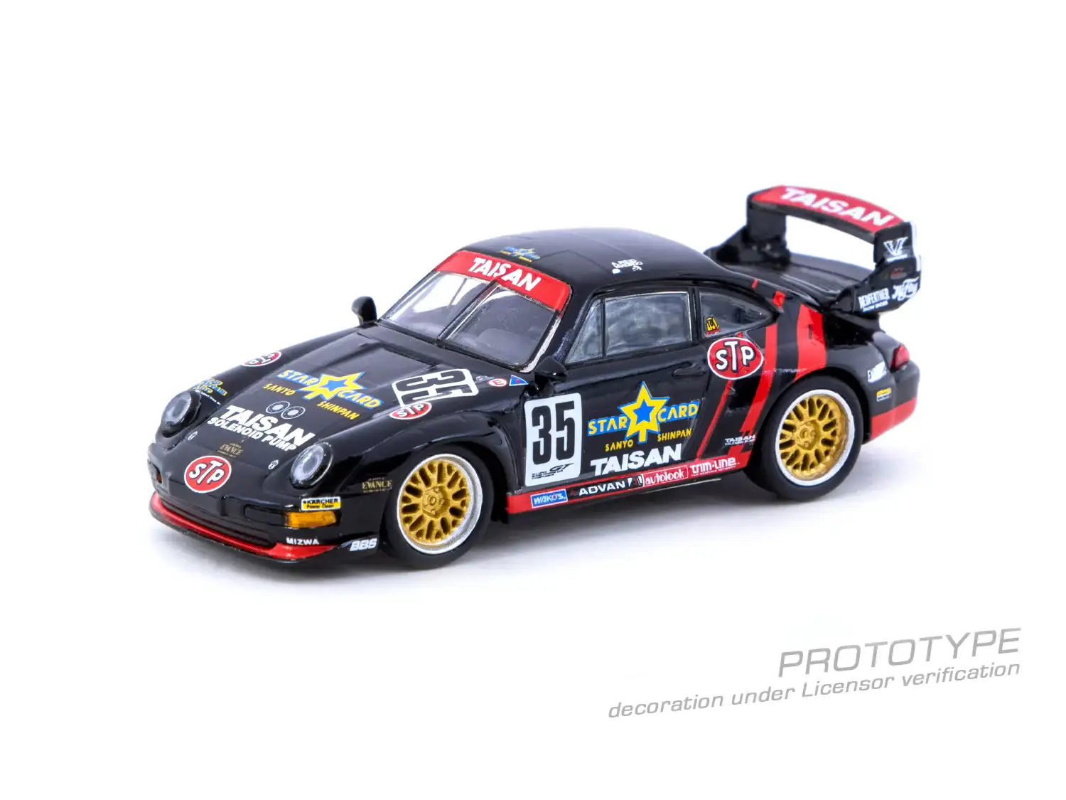 Tarmac Works X Schuco Porsche 911 (993) GT2 JGTC Taisan Starcard #35 - Image 2