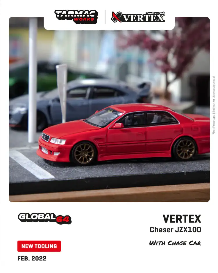Tarmac Works x Vertex Toyota Chaser JZX100 (Red)