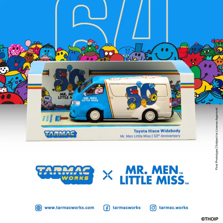 Tarmac Works 1:64 Toyota Hiace WidebodyMr. Men Little Miss 50th AnniversaryWith metal oil can*** Collaboration with Mr. Men Little Miss *** - Image 2