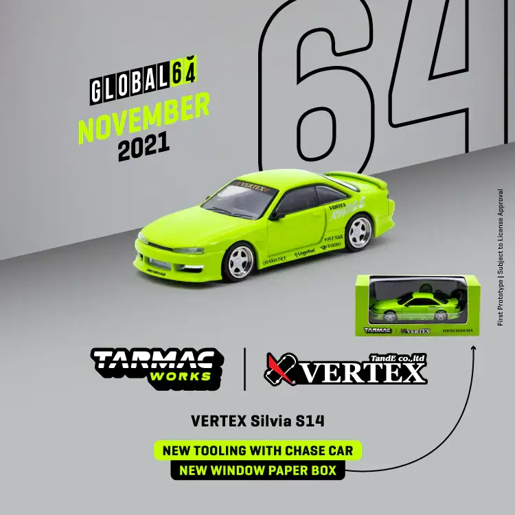 Tarmac Works x VERTEX Nissan Silvia S14 Light Green