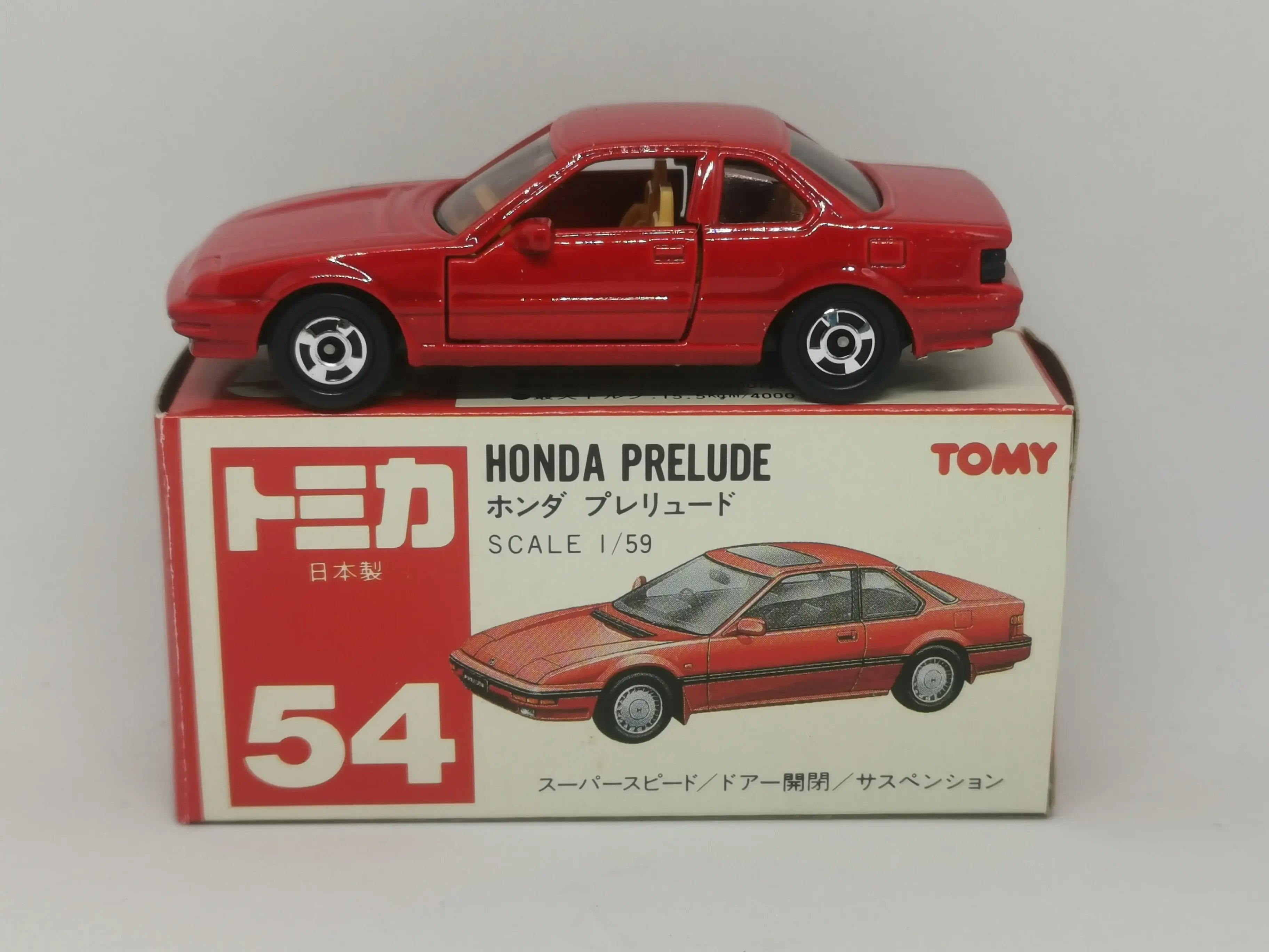Tomica #54 Honda Prelude Red Made in Japan - Image 3