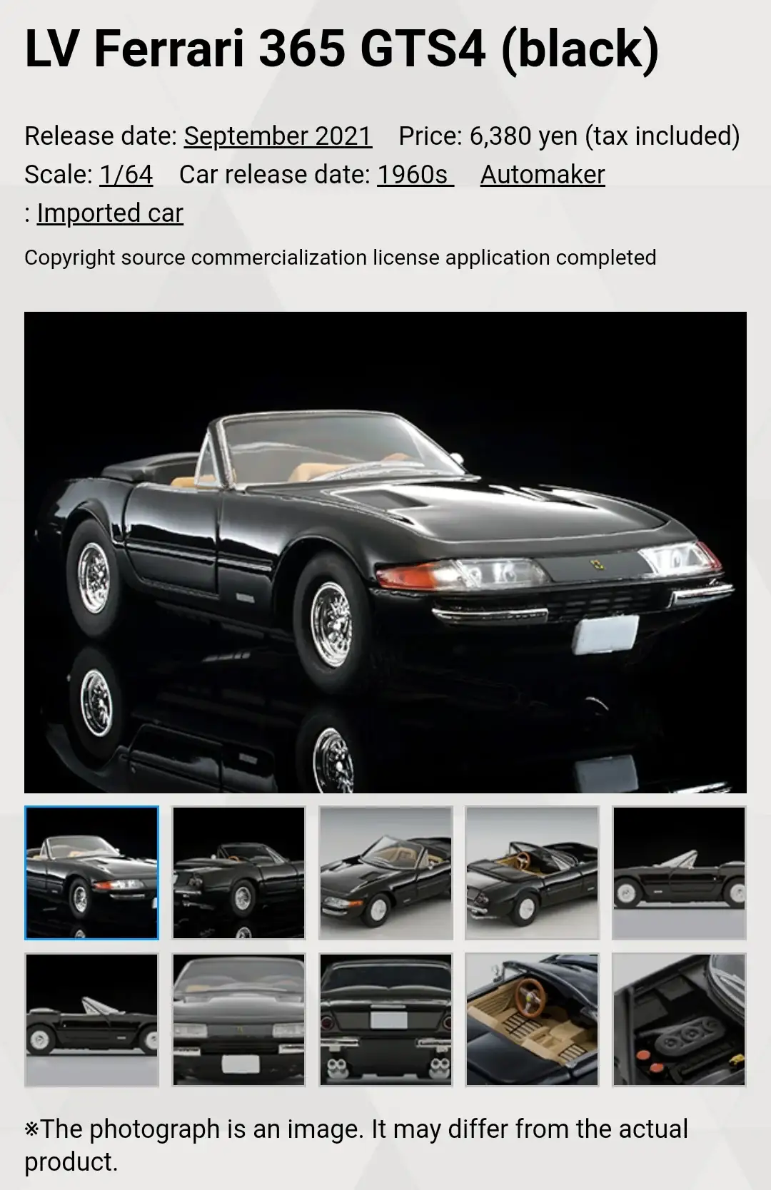 Tomica Limited Vintage Ferrari 365 GTS4 (Black)