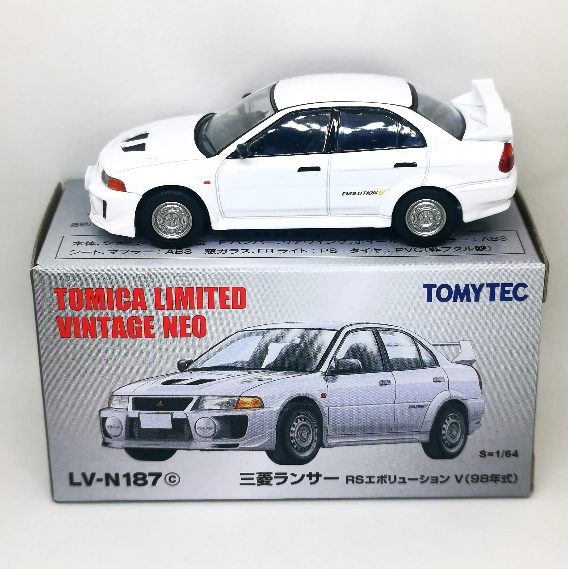 Tomica Limited Vintage Neo LV-N187c Mitsubishi Lancer Evolution V (White) - Image 6