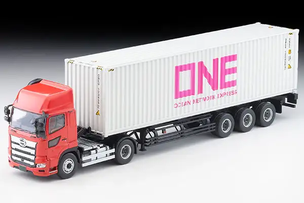 Tomica Limited Vintage Neo LV-N292d Hino Profia 40ft marine container trailer (Toho Sharyo TC36H1C34) Ocean Network Express Gray Container